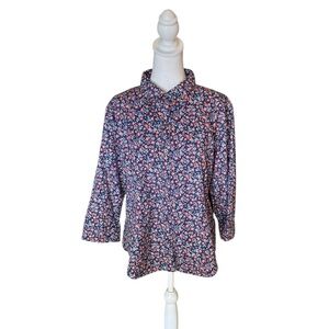 Floral Women's Top - Blue and Pink